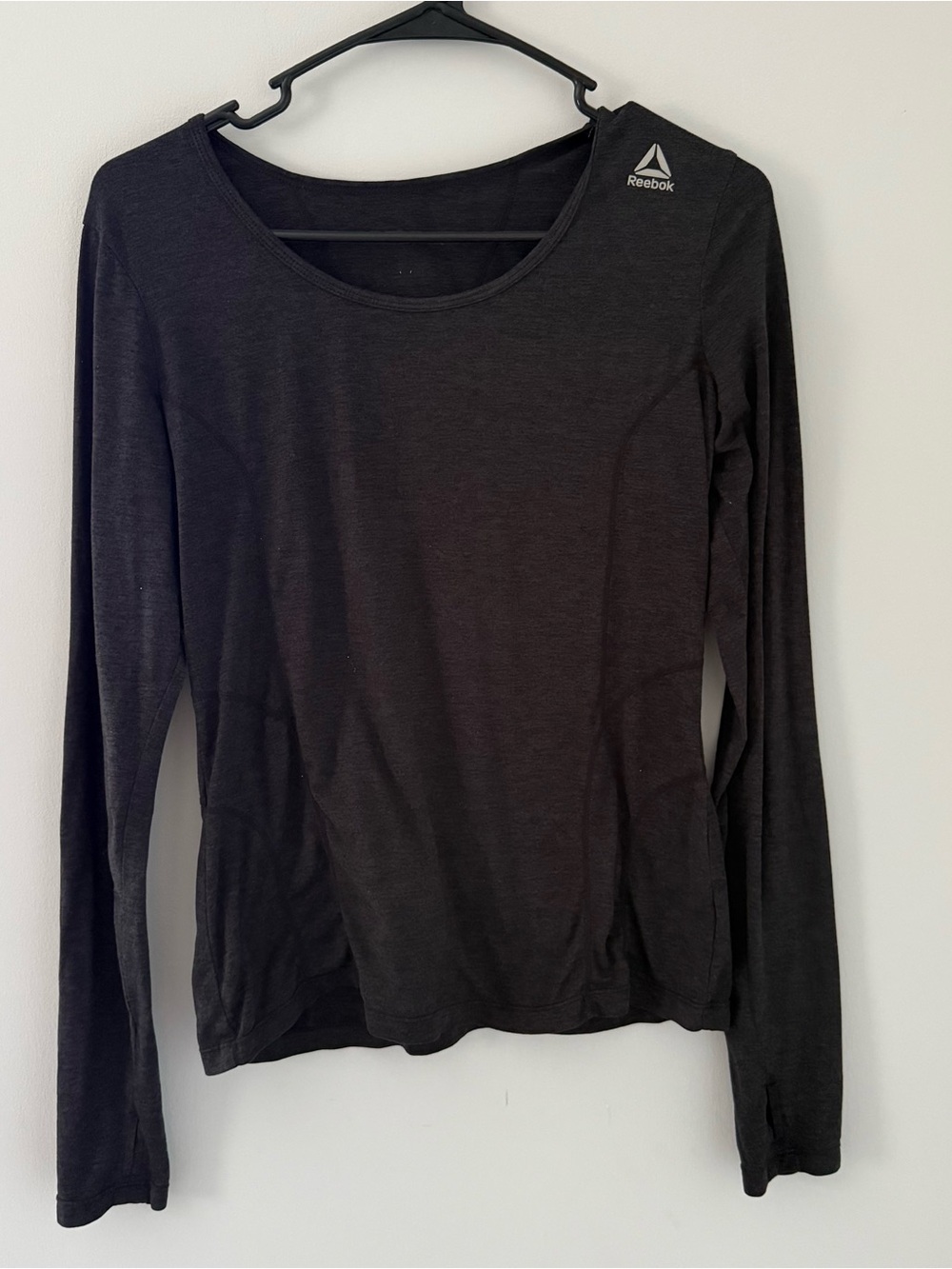Reebok Charcoal Long-Sleeve Crew Neck Performance Tee